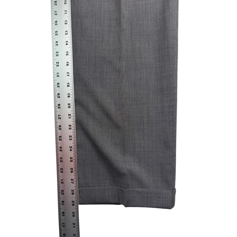 vtg Zanieri Italy 40R 34x29 Gray Micro Check 2pc Pant Suit Pleated High Waisted